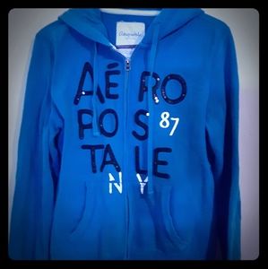 Aeropostale blue zip up hoodie